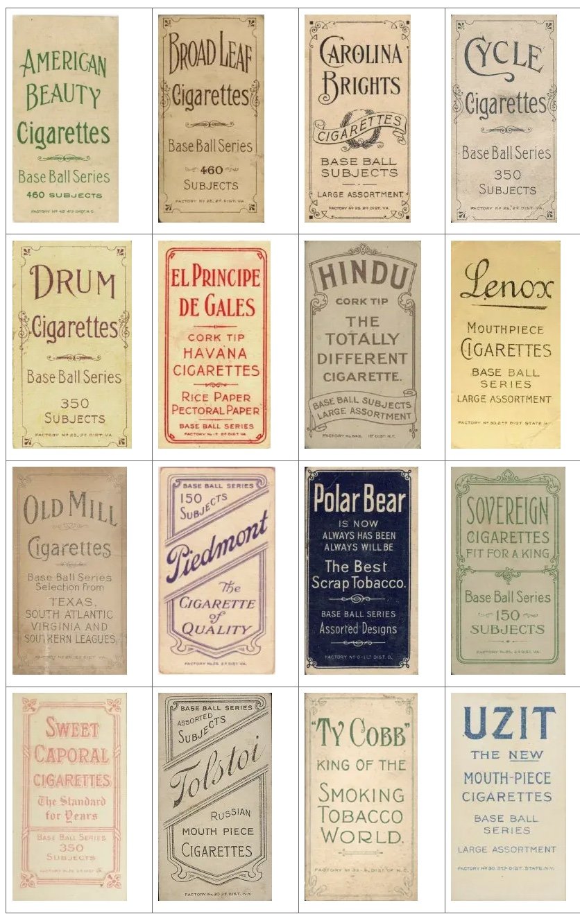 T206 back variations side by side